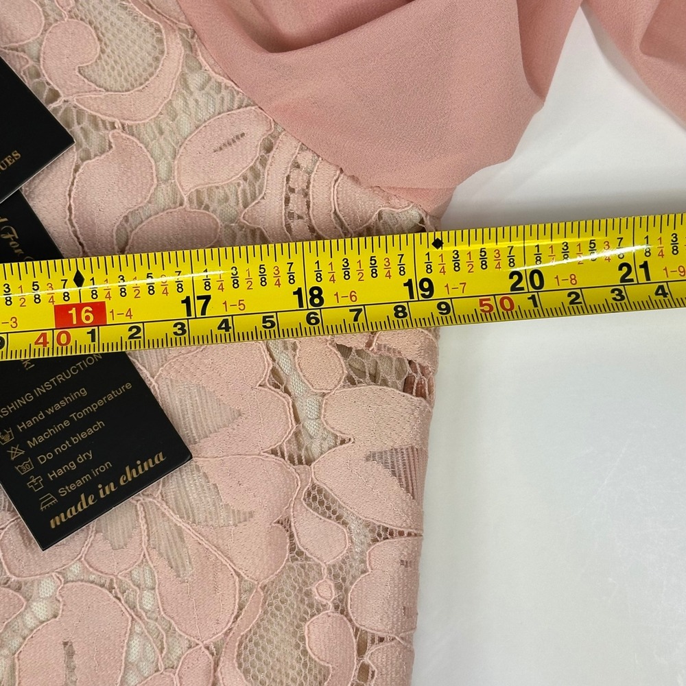 COOAN Women Pink Floral Lace Chiffon Sleeve Cocktail Party Dress Large Y-01-2 - Picture 7 of 11